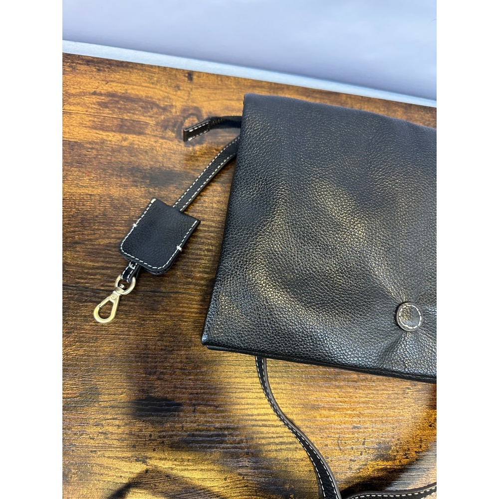 J JILL Do It All Crossbody Black Pebbled Leather Soft Fold Bag Minimalist Purse - Picture 4 of 16